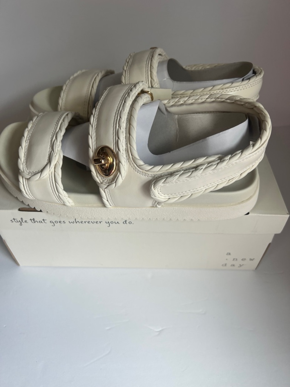 a new day Cream Braided-Strap Platform Sandals - Picture 3 of 8